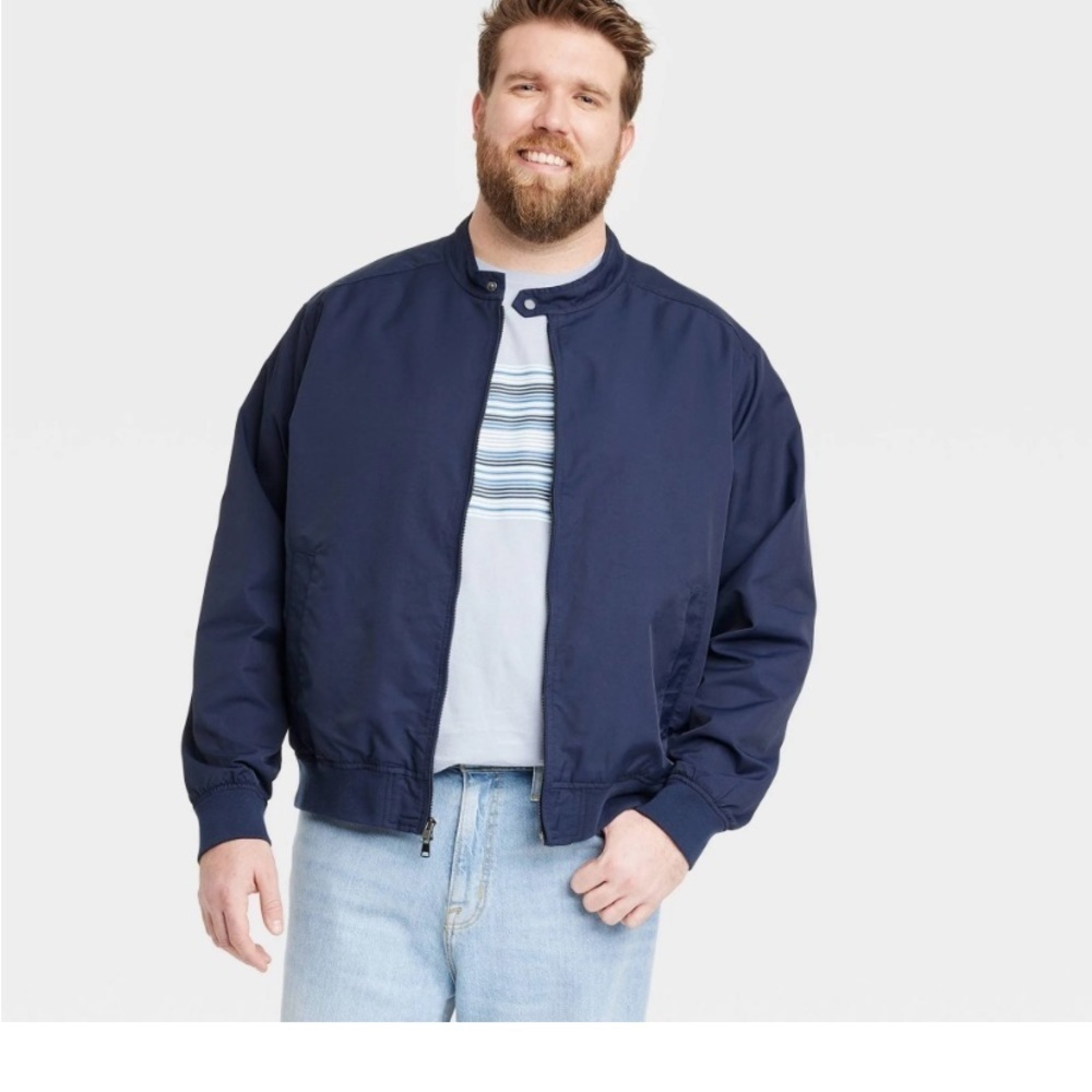 Men's Faux Suede Lightweight Bomber
Jacket - Goodfellow & Co blue nwt